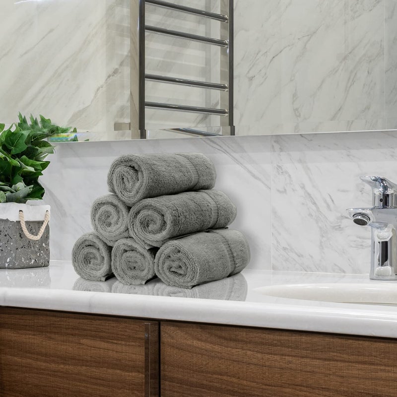 BC BARE COTTON Monogrammed Hand Towel, Personalized Gift, 16 x 30 Inches - Set of 2 - Silver Embroidered Towel - Extra Absorbent 100% Turkish Cotton- Soft Terry Finish - for Bathroom, Kitchen and Spa- Script A Gray - Image 5